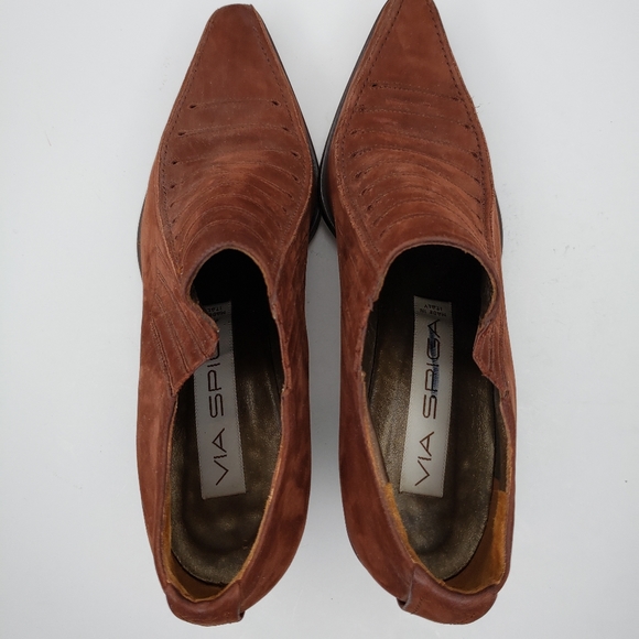 Via Spiga Brown Suede Slip On Cowgirl Boots - Picture 5 of 11